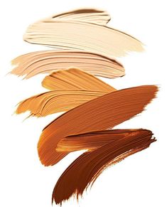 three different shades of brown, orange and tan hair on a white background with the same color