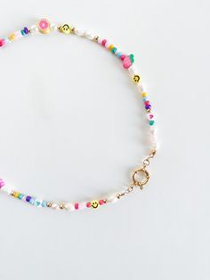 Colorful Variety Bead and Pearl Necklace with Spring Ring Clasp 16" long Radiant Cut Engagement Ring, Necklace Y2k, Shopping Boutique, Cute Friendship Bracelets, Preppy Jewelry, Y2k Necklace, Pearls Jewelry, Face Necklace, Colorful Necklace