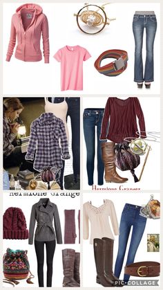 several different types of clothes and accessories are shown in this collage with the words