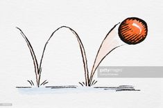 an orange ball is hitting the water with it's head in the air stock illustration