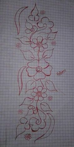 a drawing of flowers on a sheet of paper