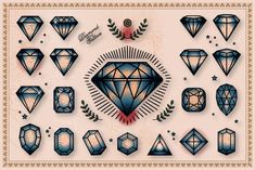 an assortment of diamond tattoo designs