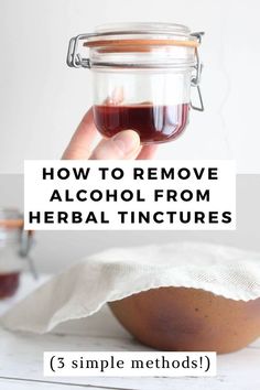 A light hand holding a glass jar with brown tincture inside against a light background. A small brown pottery bowl with white cheesecloth overtop. There is a small glass jar of brown tincture in the background. Nettle Tincture, Lemon Balm Tincture, Homemade Alcohol, Lemon Balm, Improve Digestion, Herbal Medicine