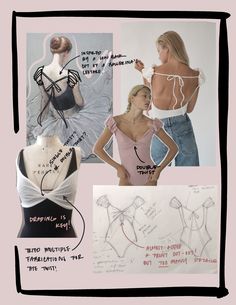 a collage of photos with different types of clothing and text on them, including bras