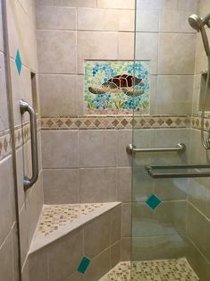 a bathroom with tiled walls and tile flooring