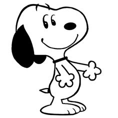 a black and white drawing of a cartoon dog with his paw in the air,