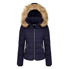 The water-resistant and windproof fabric of the Csndyce women winter coat retains more body heat without sacrificing breathability. 2 Unique-design big snap patch pockets, great for keys, phone, wallet, cash and other small items. The hood with removable zip-off fur, more convenience to clean. The fashion outwear coats with casual look, classic and timeless. Perfect for office or home daily wearing, and also good for traveling, hiking, clmibing, camping. Size: L.  Color: Blue.  Gender: female. Puffer Jacket Fur Hood, Women's Puffer Coats, Winter Puffer Coat, Outwear Fashion, Hooded Winter Coat, Warm Winter Jackets, Womens Puffer Vest, Fleece Jacket Womens, Outwear Coat