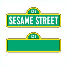 two green street signs with the name sesame street on each one and 123 below them