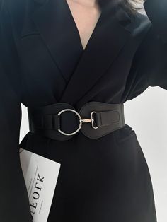 Black Casual Collar Elastic Plain Wide Belts Embellished Women Accessories Wide Belt, Belted Dress, Metal Buckles, Black Belt, Waist Belt, Belts For Women, Swimwear Tops, Outfit Inspirationen, Belts