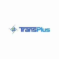 the logo for transplus is shown in blue and green colors on a white background