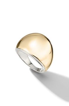 Bring glamorous glow to your hand with this bold domed ring rendered from sterling silver and plated in polished 9-karat gold. Exclusive retailer Sterling silver/9k-gold plate Imported Modern Gold Dome Ring In Sterling Silver, Fine Jewelry White Gold Dome Ring With Polished Finish, Polished Dome Ring For Anniversary, White Gold Open Dome Ring With Polished Finish, Gold Dome Ring With Polished Sterling Silver Finish, Luxury Wide Band Ring With Polished Domed Finish, Luxury Wide Band Domed Ring With Polished Finish, Domed Wide Band Ring With Polished Finish For Anniversary, Summer Wardrobe Essentials