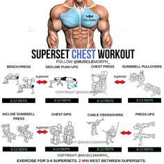 the chest workout chart shows how to do an upper and lower back exercises for men