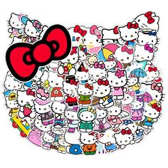 a large group of hello kitty stickers