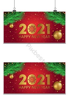 two banners with christmas decorations on them