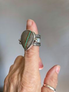 Natural Turquoise Ring Teardrop Shaped Turquoise Ring - Etsy Turquoise Lightning Bolt, Ring Teardrop, Lightning Bolt Design, Artisan Rings, Bold Jewelry, Pattern Ring, Jewelry Care Instructions, Sterling Silver Jewelry Handmade, Handcrafted Rings