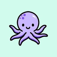 an octopus with purple tentacles on a blue background