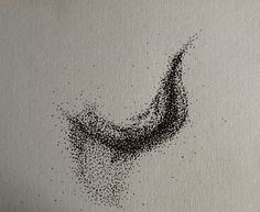 an ink drawing with black dots on white paper