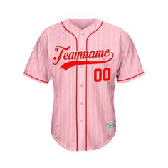 Custom Sublimation Pink Pinstripe Baseball Jersey Names and numbers are sublimated. No Minimum Order Free Shipping It will take 1-3 weeks to ship out If you would like to change the jersey's design, please contact us via the contact page or live chat. Features Made of Mesh Fabric: The jersey is 100% polyester mesh fabric. It is breathable and quickly dry. Sublimation Tracking Twill: All letters and numbers of the jersey are sublimated. Compared with traditional printed jerseys, it is durable and good-looking. For Daily Wear and Sports: The jersey weighs around 0.55 lb - 0.77 lb. You can wear it for daily, parties or sports. Authentic game-day accents and details Shorter, slimmer cut for an on-court look Size Chart Size Length Chest S 26.4'' 36.2'' M 27.2'' 39.4'' L 28'' 42.5'' XL 28.7'' 45 Pink Team Spirit Jersey For College, Varsity Jersey With Sublimation Print For Sports Events, Pink College Jersey With Team Spirit, Pink College Jersey With Team Spirit Style, Pink Letter Print Baseball Jersey, Pink College Jersey For Team Spirit, Pink College Team Spirit Jersey, Pink College Jersey With Letter Print, College Pink Jersey With Letter Print