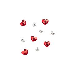 red heart shaped jewels on white background