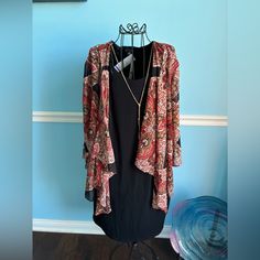 Black And Rust Dress. Size 18. Never Been Worn. Black Spring Dresses For Layering, Black Layering Dress For Spring, Spring Black Dresses For Layering, Spring Layering Black Dresses, Black Layering Dresses For Spring, Causal Dresses, Accessory Ideas, Pleated Jacket, Collar Vest