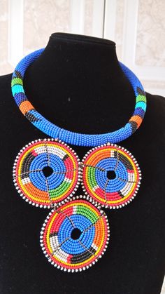 ON SALE African Bush Blue Zulu Pendant Necklace, African Beaded Necklace, African Jewelry, Tribal Ne Traditional Blue Choker With Colorful Beads, Unique Blue Beaded Chain Necklaces, Blue Beaded Round Necklaces, Unique Blue Beaded Necklaces, Unique Blue Beaded Chain Necklace, Unique Blue Beaded Necklace, Blue Beaded Necklaces With Spacer Beads, Unique Blue Necklaces With Spacer Beads, Blue Beaded Choker With Round Beads