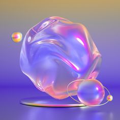 an abstract image of soap bubbles on a purple and blue background, with one bubble in the foreground