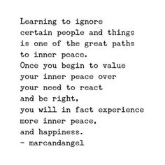 a poem written in black and white with the words learning to ignore certain people and things is one of the great paths