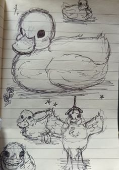 a drawing of two ducks and one duckling