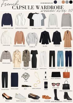 This French capsule wardrobe for women over 50 shows you exactly what you need to look chic, timeless, and effortless in your mature years. 20 Easy Everyday Outfits For Women Over 50, Casual Classic Capsule Wardrobe, Rectangle Body Capsule Wardrobe, Classic Timeless Outfits For Women, Timeless Outfits For Women Summer, French Women Style Over 40, French Wardrobe Capsule, Spring Wardrobe 2023, Classic Chic Wardrobe