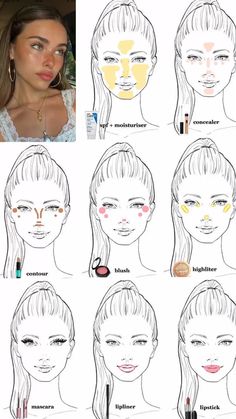 clean girl make-up Year Book Make Up Look, Natural Makeup Product List, Natural Makeup Placement, Clean Girl Makeup Placement, Makeup Routine Clean Girl, How To Do A Clean Makeup Look, How To Do A Full Face Makeup, Fall Makeup Routine, Make Up Routine Clean Girl