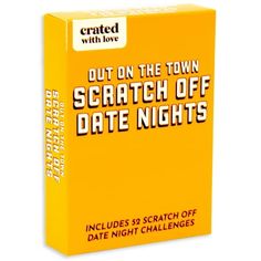 an orange box with the title out on the town scratch off date nights written in white