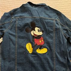 Bought At Disneyland In 2019 Never Worn, Selling For Original Price Obo Unisex Size Large Has A Vintage Disneyland Merch Feel To It Denim Jean Jacket Casual Long Sleeve Mickey Mouse Outerwear, Fall Mickey Mouse Cotton Outerwear, Cotton Mickey Mouse Long Sleeve Outerwear, Disneyland Merch, Disneyland Mickey Mouse, Disney Jacket, Vintage Disneyland, Denim Jean Jacket, Walker Boots