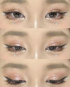 YESSTYLE CODE: 7LEKSC pretty, douyin, makeup, asian, chinese makeup, party, eye makeup, inspo, pose, selfie, glitter, lip, face, eyelash, aesthetic, pink, color, blush, glossy, cute Prom Makeup With Rhinestones, Makeup With Gems Rhinestones, Rising Pisces, Jewel Makeup, Gem Makeup, Makeup Douyin, Crystal Makeup