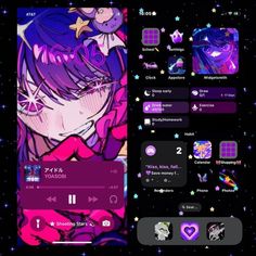 an anime theme is displayed on the phone's screen, and it appears to be purple