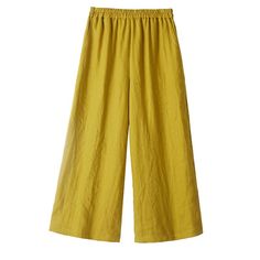 simplelinenlife-yellow-linen-women-summer-pants Yellow Cotton Solid Color Bottoms, Yellow Cotton Bottoms Solid Color, Yellow Cotton Bottoms With Solid Color, Yellow Solid Color Cotton Bottoms, Summer Linen Wide Leg Pants In Solid Color, Yellow Relaxed Fit Wide Leg Casual Pants, Casual Yellow Relaxed Fit Wide Leg Pants, Casual Yellow Wide Leg Pants With Relaxed Fit, Spring Solid Color Linen Wide Leg Pants