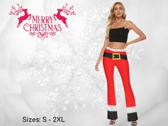 Santa Claus Women's Pants are all for fun during the Holiday Season and the perfect pants for Christmas Cosplay and Holidays Parties. Very soft and comfortable with an elastic belt, they are a show stopper! Sizes go from S to 2XL. Please consult the included size chart for picking the right size for you. If you have any questions, please do not hesitate to contact me. Kindly, Chloe. DESCRIPTION: ● Fabric:Micro Fiber (95% Polyester and 5% Spandex) ● Slim fit ● Elastic waistband,flare out at the h Costume Pants, Holiday Pants, Santa Claus Costume, Christmas Cosplay, Perfect Pant, Elastic Belt, Women's Costumes, Halloween Cosplay, Christmas Women