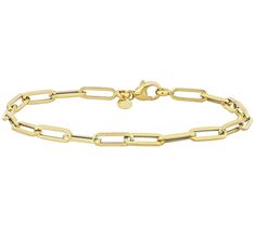 Accentuate your wrist with a touch of shine when you flaunt the classic elegance of this 14K yellow gold oval link bracelet. Modern Oval Gold Bracelet For Everyday, Modern Everyday Oval Gold Bracelet, Modern Oval Gold Chain Bracelets, Modern Oval Yellow Gold Chain Bracelet, Modern Yellow Gold Oval Chain Bracelet, Everyday Yellow Gold Oval Paperclip Bracelet, Classic Oval Cable Chain Paperclip Bracelet, Classic Oval Paperclip Bracelet With Cable Chain, Classic Oval Paperclip Chain Bracelet