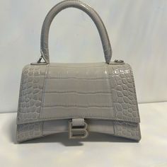 Balenciaga Hourglass Croc Bag Balenciaga Hourglass Bag, Balenciaga Top Handle Bag, Antique Logo, Balenciaga Top, Embossed Bag, Balenciaga Bag, Handbag Outlet, Crocodile Leather, Small Handbags