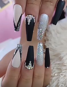 New Years Nail Designs Black, Colorful Summer Nails, Nail Designs Black, Nails For 2023, January Nail, Summer Nails Art