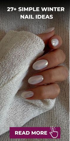 White Chrome Nails, Engagement Nails, Perfect Manicure, Chrome Nail, Smink Inspiration, Her Nails, Makijaż Smokey Eye, Pearl Nails, Neutral Nails