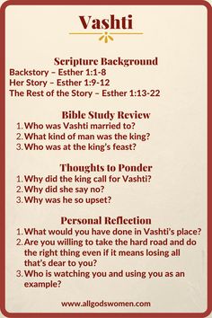 Vashti Bible study Bible Devotionals For Women, Bible Study Lessons For Women, Queen Vashti, Bible Evidence, Scripture Writing