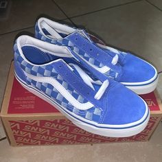 Vans Kids Size 3 Women Size 4.5 New In Box No Lid Casual Blue Skate Shoes For Spring, Blue Low-top Skate Shoes For Spring, Spring Blue Low-top Skate Shoes, Blue Casual Vans Skate Shoes, Casual Blue Vans Skate Shoes, Blue Vans Skate Shoes With Round Toe, Blue Vans Sneakers For School, Casual Light Blue Vans Sneakers, Trendy Blue Sneakers For School