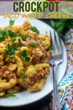 a white plate topped with macaroni and cheese