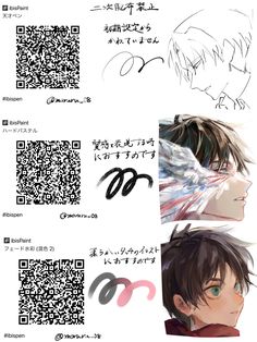 an anime character's profile is shown in three different ways