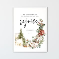 a christmas card with the words, and you will have joy and gladness and many will