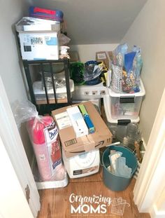 Solution for organizing your under the stairs closet. Make the most of the space by using this great IKEA storage solution that allows for flexibility. This storage idea makes it easy to access your stuff under the stairs, and it's super easy to set up. #small #closet #organization #ideas