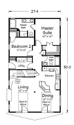 the floor plan for a small house with two bedroom and an attached bathroom, living area