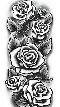 black and white roses tattoo design