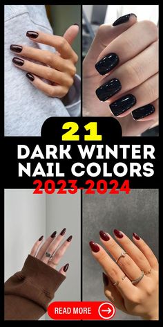 Dark Nail Gel Colors, Nail Trends Winter 2023 2024, Red Ombre Nails Dip Powder, Dip Nails Winter Colors, Winter Nails Dark Colors, New Years Nail Colors Dip, Dark Color Gel Nails, Dark Nail Polish Ideas, January Nail Color Ideas