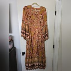 Nwot Spell Buttercup Gown In The Colorway Sunrise Never Worn Beautiful Floral Boho Print Flowy Bell Sleeves Side Zipper Lined Reasonable Offers Accepted No Trades Spell Dresses, Boho Print, Orange Pink, Pink Orange, Color Orange, Side Zipper, Pink And Orange, Bell Sleeves, Womens Dresses